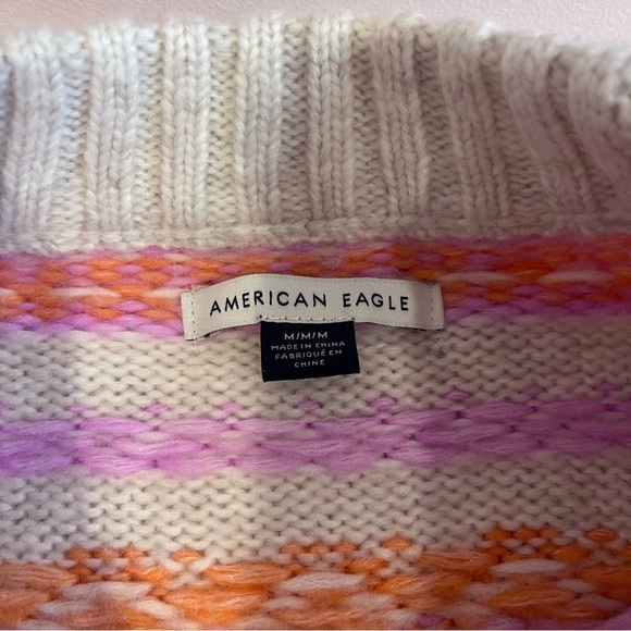 american eagle cream and multi colored fair isle nordic patterned knit sweater - Picture 4 of 7